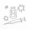 Covid 19 vaccine vector doodle illustration bottle with needle d